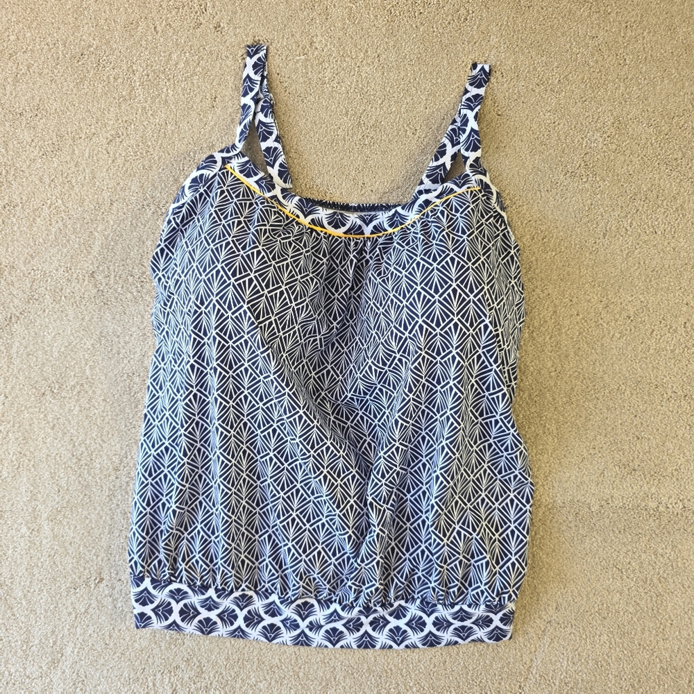 Lands' End Navy and White Swimwear Top